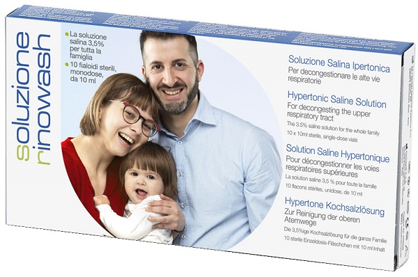 RINOWASH SOLUZIONE SALINA IPERTONICA PER PULIZIA NASO 10 FIALE RICHIUDIBILI X 10 ML - Farmadott.it