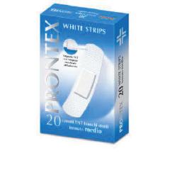 CEROTTO PRONTEX WHITE STRIPS IN TESSUTO NON TESSUTO BIANCO STERILE SCATOLA 20 CEROTTI MEDI - Farmadott.it