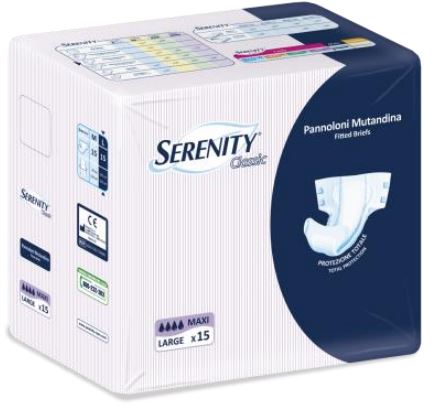 PANNOLONE PER INCONTINENZA A MUTANDINA SERENITY CLASSIC FORMATO MAXI TAGLIA LARGE 15 PEZZI - Farmadott.it