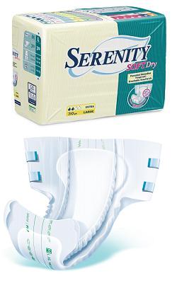 PANNOLONE PER INCONTINENZA SERENITY SOFTDRY FORMATO SUPER TAGLIA MEDIUM 30 PEZZI - Farmadott.it