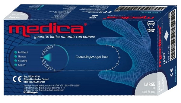 MEDICA GUANTO LATTICE N/STERILE CON POLVERE DM MISURA L 100 PEZZI - Farmadott.it