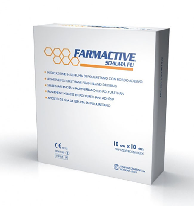 CEROTTO FARMACTIVE SCHIUMA IN POLIURETANO 10X10 CM 10 PEZZI - Farmadott.it