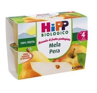 HIPP BIO FRUTTA GRATTUGGIATA MELA PERA 4X100 G - Farmadott.it