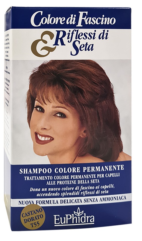 EUPHIDRA COLORE DI FASCINO & RIFLESSI DI SETA SHAMPOO COLORE PERMANENTE 55 CASTANO DORATO 120 ML - Farmadott.it