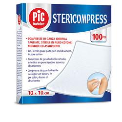 GARZA COMPRESSA IDROFILA PIC STERICOMPRESS 10X10 CM 4 BUSTE  25 PEZZI - Farmadott.it