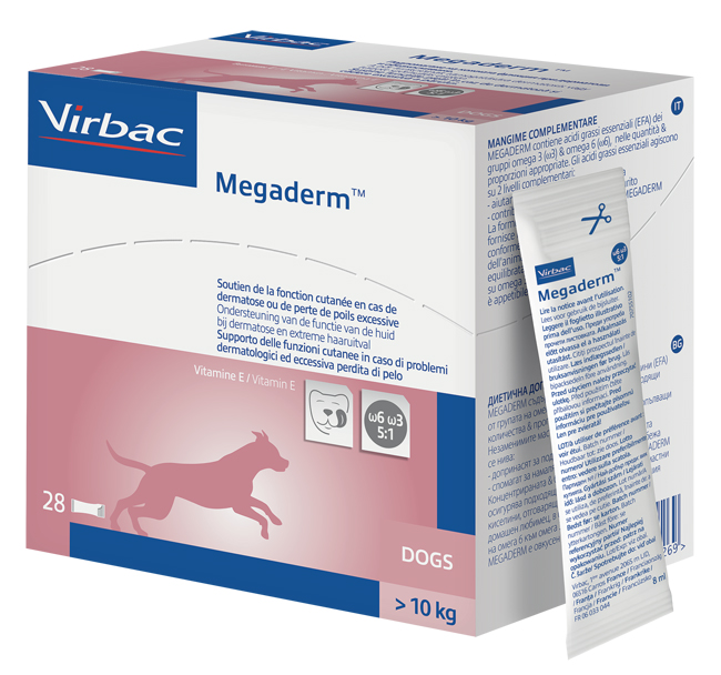 MEGADERM SUPPLEMENTO CANI SUPERIORI A 10 KG SCATOLA DA 28 SACCHETTI MONODOSE 4 ML - Farmadott.it