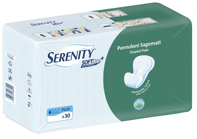 PANNOLONE PER INCONTINENZA SAGOMATO SERENITY SOFTDRY+ ALOE PLUS 30 PEZZI - Farmadott.it