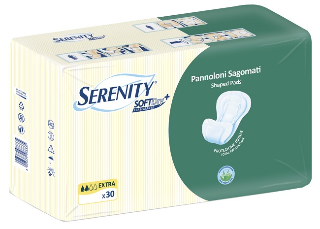 PANNOLONE PER INCONTINENZA SAGOMATO SERENITY SOFTDRY+ ALOE EXTRA 30 PEZZI - Farmadott.it