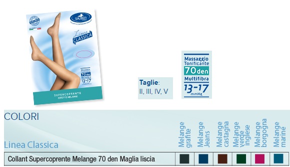 SAUBER COLLANT 70 DENARI SUPER COPRENTE MAGLIA LISCIA MELANGE CASTAGNA 4 LINEA CLASSICA - Farmadott.it