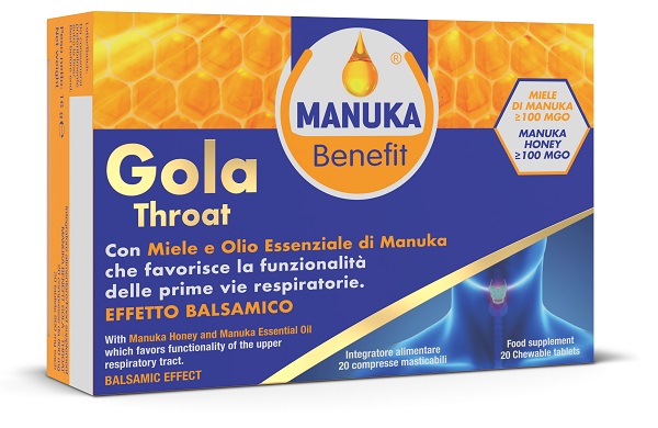 MANUKA BENEFIT GOLA THROAT 20 COMPRESSE MASTICABILI - Farmadott.it