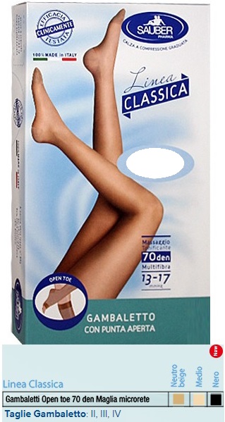 SAUBER GAMBALETTO OPEN TOE MAGLIA MICRORETE 70 DEN COLORE MEDIO TAGLIA 2 LINEA CLASSICA - Farmadott.it