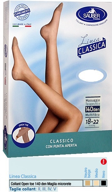 SAUBER COLLANT OPEN TOE MAGLIA MICRORETE 140 DEN COLORE NEUTRO BEIGE 5 LINEA CLASSICA - Farmadott.it