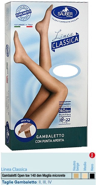 SAUBER GAMBALETTO OPEN TOE MAGLIA MICRORETE 140 DEN COLORE NEUTRO BEIGE TAGLIA 3 LINEA CLASSICA - Farmadott.it