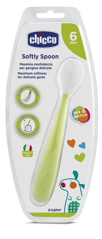 CHICCO CUCCHIAIO MORBIDO SILICONE 6M+ VERDE UP - Farmadott.it