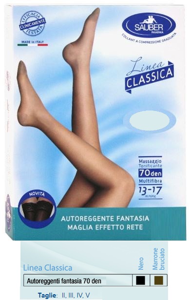 SAUBER AUTOREGGENTE FANTASIA 70 DEN MAGLIA MICRORETE COLORE MARRONE BRUCIATO TAGLIA 2 LINEA CLASSICA - Farmadott.it