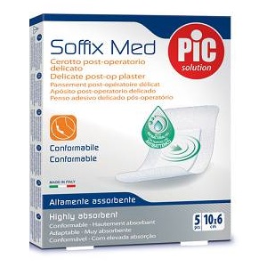 CEROTTO PIC SOFFIX MED IN TNT CON TAMPONE CENTRALE ASSORBENTE STERILE MONOUSO 10X6 CM ANTIBATTERICO 5 PEZZI - Farmadott.it