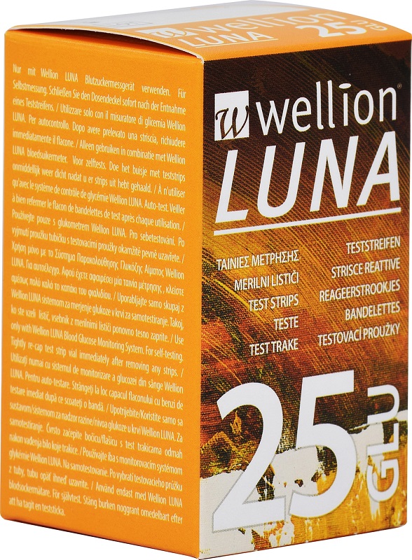 WELLION LUNA 25 STRIPS STRISCE PER MISURAZIONE GLICEMIA - Farmadott.it