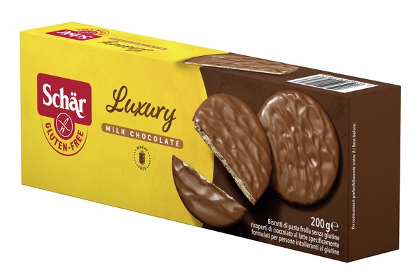 SCHAR LUXURY BISCOTTI DI PASTA FROLLA RICOPERTI DI CIOCCOLATO AL LATTE 200 G - Farmadott.it