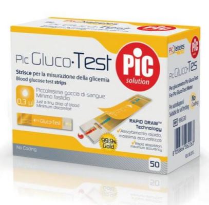 STRISCE MISURAZIONE GLICEMIA PIC GLUCOTEST 50 PEZZI - Farmadott.it