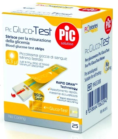 STRISCE MISURAZIONE GLICEMIA PIC GLUCOTEST 25 PEZZI - Farmadott.it