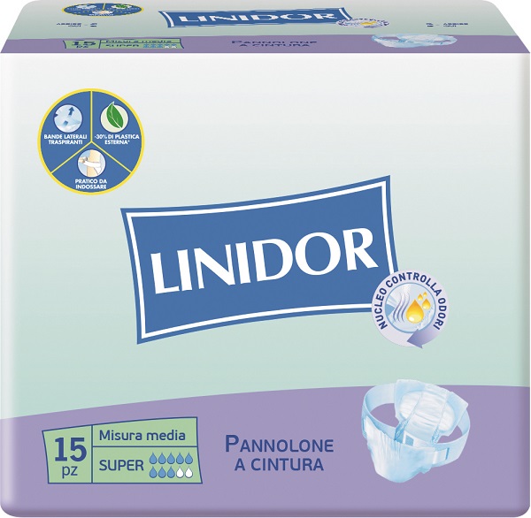 PANNOLONE LINIDOR SUPER PANNOLINO A CINTURA MM 15 PEZZI - Farmadott.it