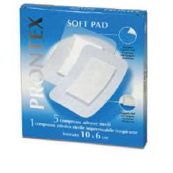 GARZA COMPRESSA PRONTEX SOFT PAD 10X6 CM 6 PEZZI (5 TNT + 1 IMPERMEABILE AQUA PAD) - Farmadott.it