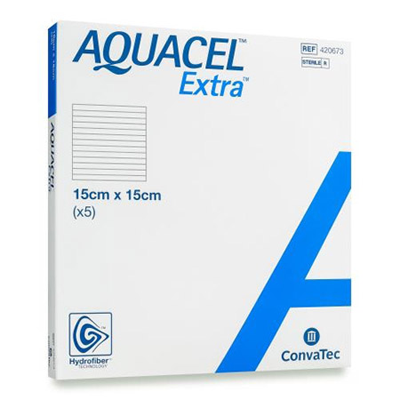 MEDICAZIONE IN TECNOLOGIA HYDROFIBER IN CARBOSSIMETILCELLULOSA SODICA E CELLULOSA RIGENERATA AQUACEL EXTRA 15X15 CM 5 PEZZI - Farmadott.it