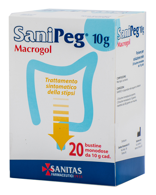 SANIPEG MACROGOL POLVERE PER SOLUZIONE ORALE 20 BUSTE DA 10 G - Farmadott.it