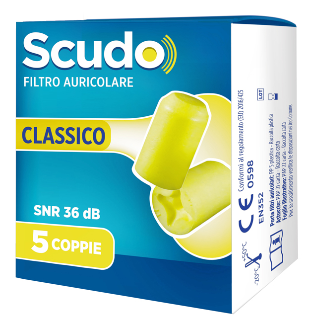 SCUDO FILTRO AURICOLARE CLASSICO SNR 36 DB 7-12MM 5 PAIA - Farmadott.it