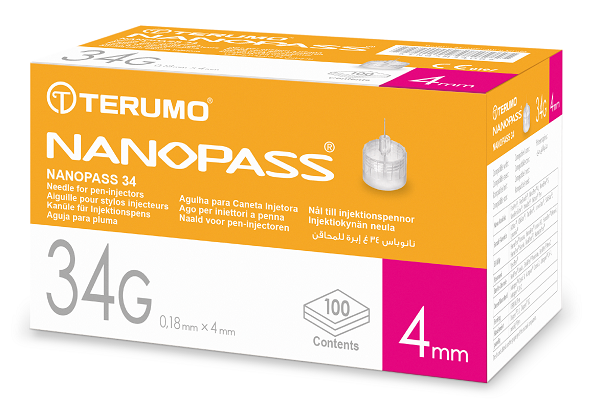 AGO PER PENNA DA INSULINA NANOPASS 34 GAUGE LUNGHEZZA 4 MM 100 PEZZI - Farmadott.it