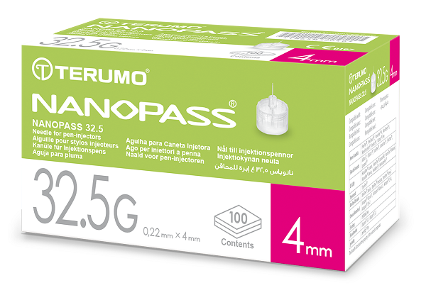 AGO PER PENNA DA INSULINA NANOPASS 32,5 GAUGE LUNGHEZZA 4 MM 100 PEZZI - Farmadott.it
