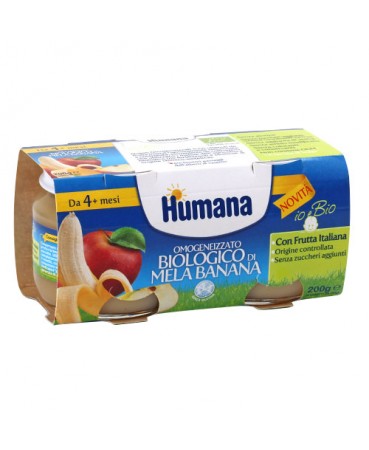 HUMANA OMOGENEIZZATO MELA/BANANA BIO 2 VASETTI 100 G - Farmadott.it