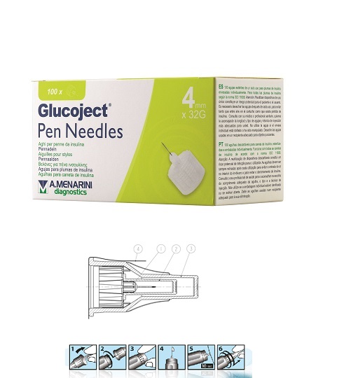 AGO PER PENNA DA INSULINA GLUCOJECT LUNGHEZZA 4 MM GAUGE 32 100 PEZZI - Farmadott.it