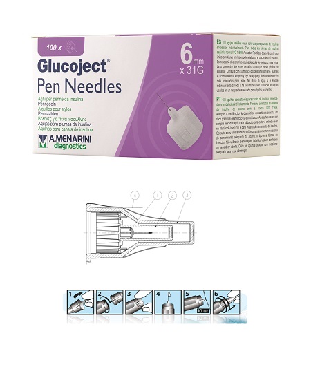 AGO PER PENNA DA INSULINA GLUCOJECT LUNGHEZZA 6 MM GAUGE 31 100 PEZZI - Farmadott.it