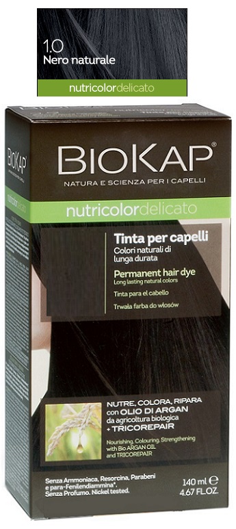 BIOKAP NUTRICOLOR DELICATO 1,0 NERO NATURALE TINTA TUBO + FLACONE - Farmadott.it