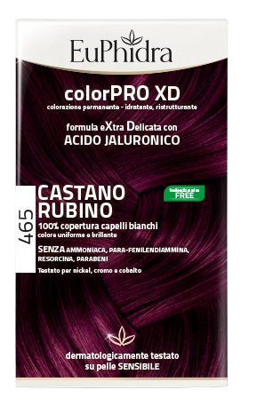 EUPHIDRA COLORPRO XD 465 CAST RUBINO GEL COLORANTE CAPELLI IN FLACONE + ATTIVANTE + BALSAMO + GUANTI - Farmadott.it