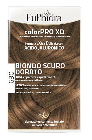 EUPHIDRA COLORPRO XD 630 BIONDO SCURO DORATO GEL COLORANTE CAPELLI IN FLACONE + ATTIVANTE + BALSAMO + GUANTI - Farmadott.it