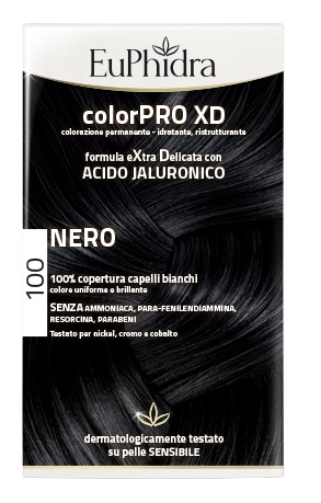 EUPHIDRA COLORPRO XD 100 NERO GEL COLORANTE CAPELLI IN FLACONE + ATTIVANTE + BALSAMO + GUANTI - Farmadott.it