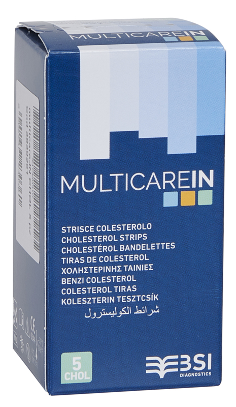 TEST COLESTEROLEMIA MULTICARE IN COLESTEROLO IN STRISCE CON ASPIRAZIONE CAPILLARE 5 PEZZI - Farmadott.it