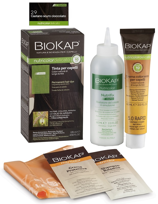BIOS LINE  BIOKAP NUTRICOLOR DELICATO RAPID TINTA 2,9 CASTANO SCURO CIOCCOLATO 135 ML - Farmadott.it