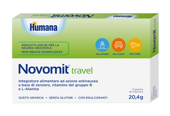NOVOMIT TRAVEL 12 GOMME DA MASTICARE GUSTO ARANCIA - Farmadott.it