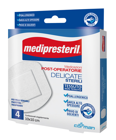 MEDICAZIONE POST OPERATORIA MEDIPRESTERIL DELICATA TNT 10X10CM 5 PEZZI - Farmadott.it