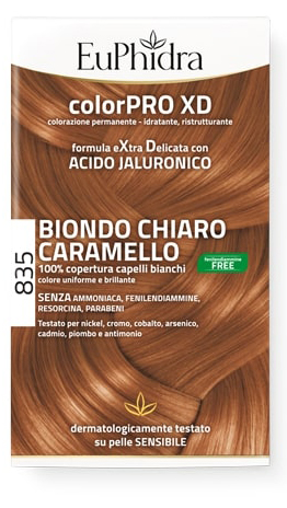 EUPHIDRA COLORPRO GEL COLORANTE CAPELLI XD 835 CARAMELLO 50 ML + ATTIVANTE + BALSAMO + GUANTI - Farmadott.it