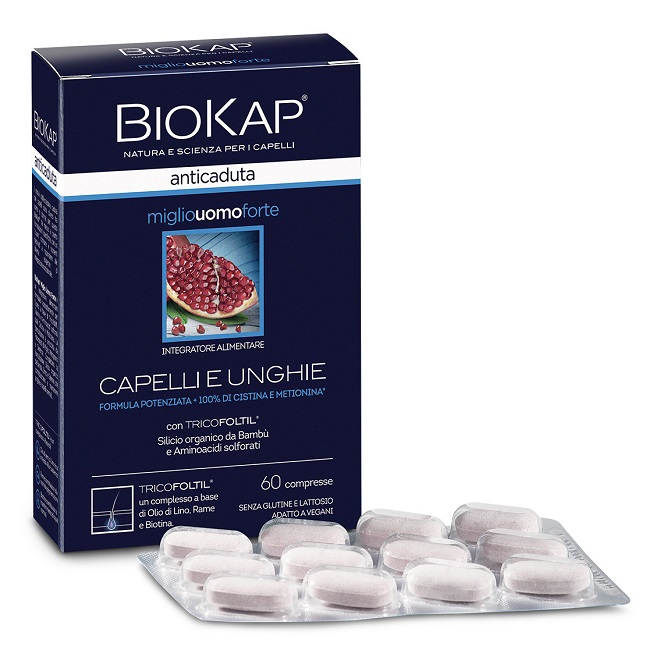 BIOKAP ANTICADUTA MIGLIO UOMO FORTE CON TRICOFOLTIL 60 COMPRESSE - Farmadott.it