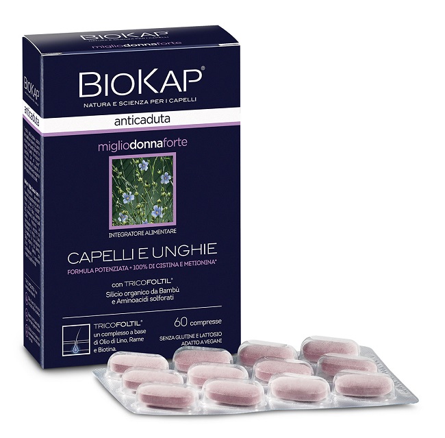BIOKAP ANTICADUTA MIGLIO DONNA FORTE CON TRICOFOLTIL 60 COMPRESSE - Farmadott.it