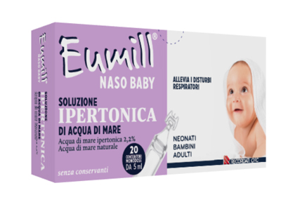 EUMILL NASO BABY SOLUZIONE IPERTONICA 20 CONTENITORI MONODOSE 5 ML - Farmadott.it