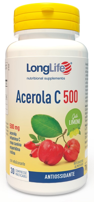 LONGLIFE ACEROLA C500 LIMONE 30 COMPRESSE MASTICABILI - Farmadott.it