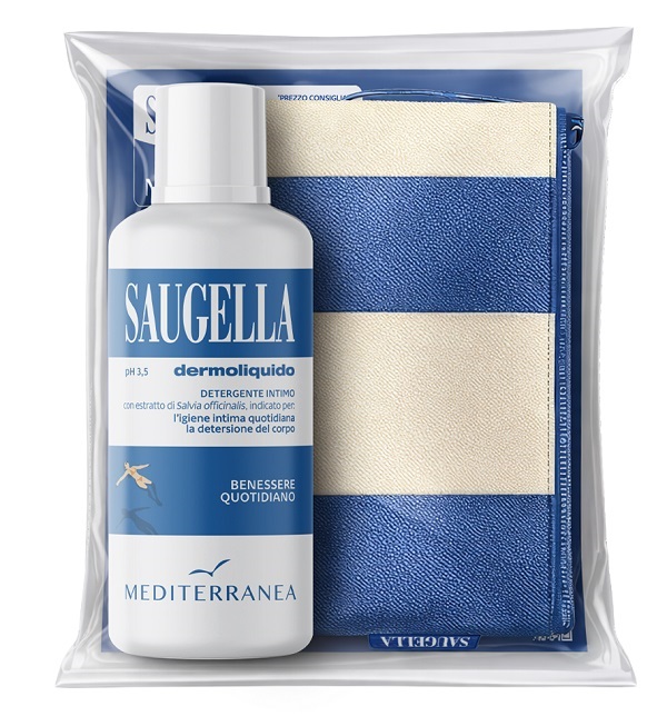 SAUGELLA MEDITERRANEA BUNDLE DERMOLIQUIDO 500 ML + GADGET POCHETTE - Farmadott.it