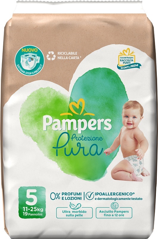 PAMPERS PROTEZIONE PURA JUNIOR PANNOLINI 19 PEZZI - Farmadott.it