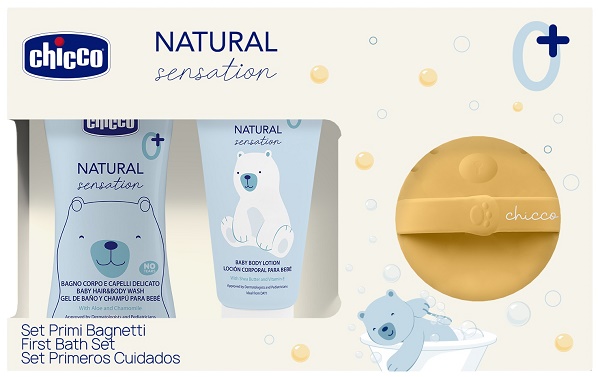 CHICCO NATURAL SENSATION DETERGENTE 200 ML + CREMA + SPUGNA - Farmadott.it